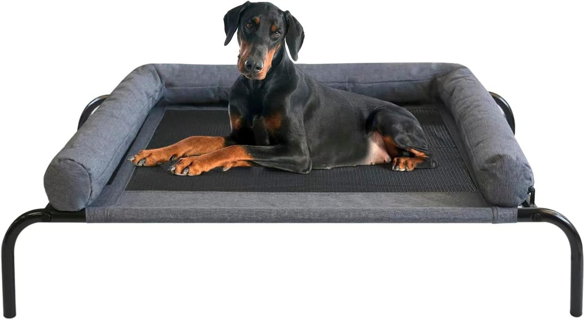 PETIME Cooling Raised Dog Bed with Removable Bolsters
