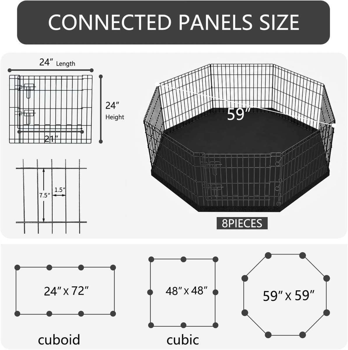 PETIME Foldable 8-Panel Playpen