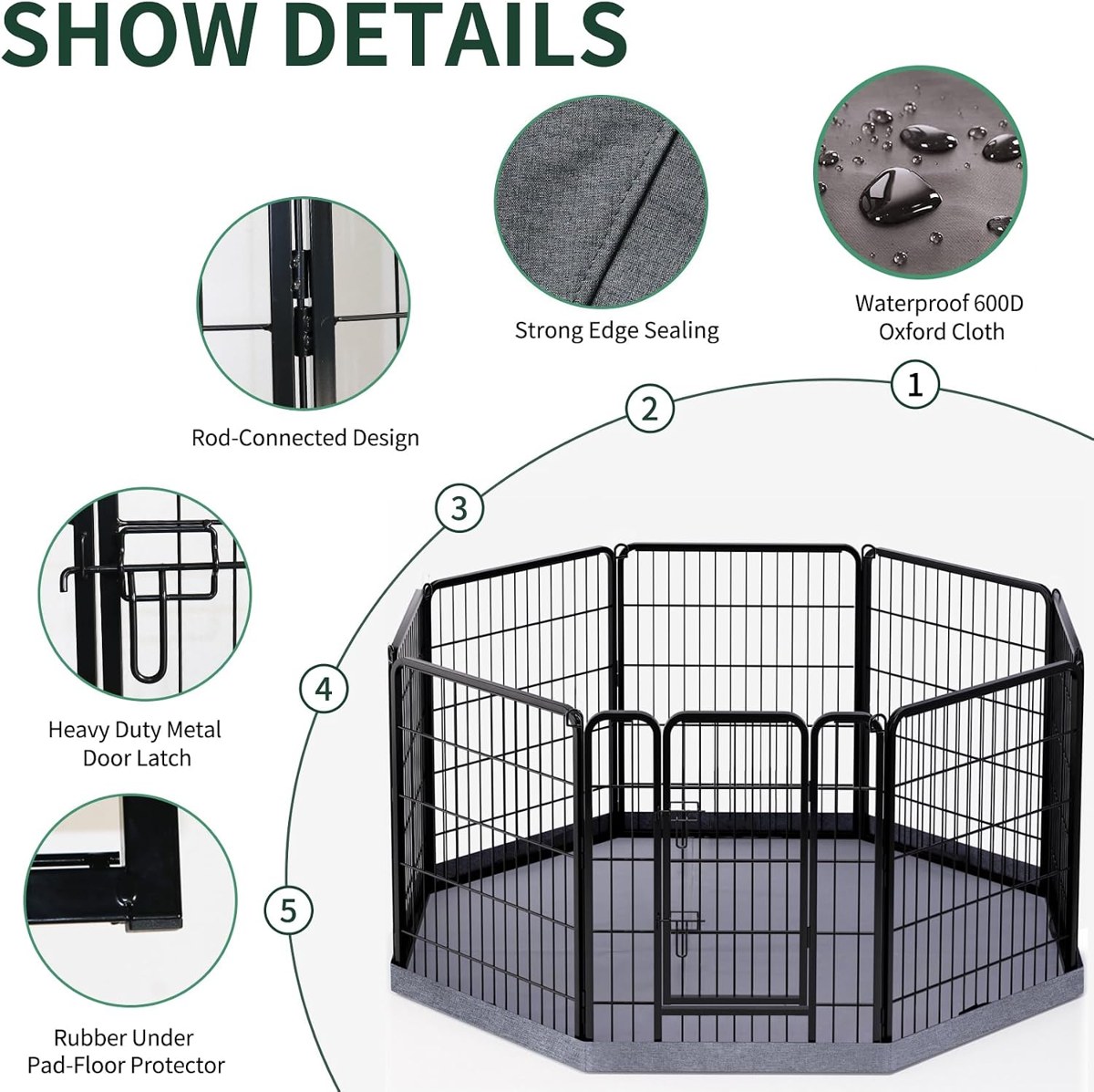 PETIME Heavy-Duty Octagon Playpen photo 1